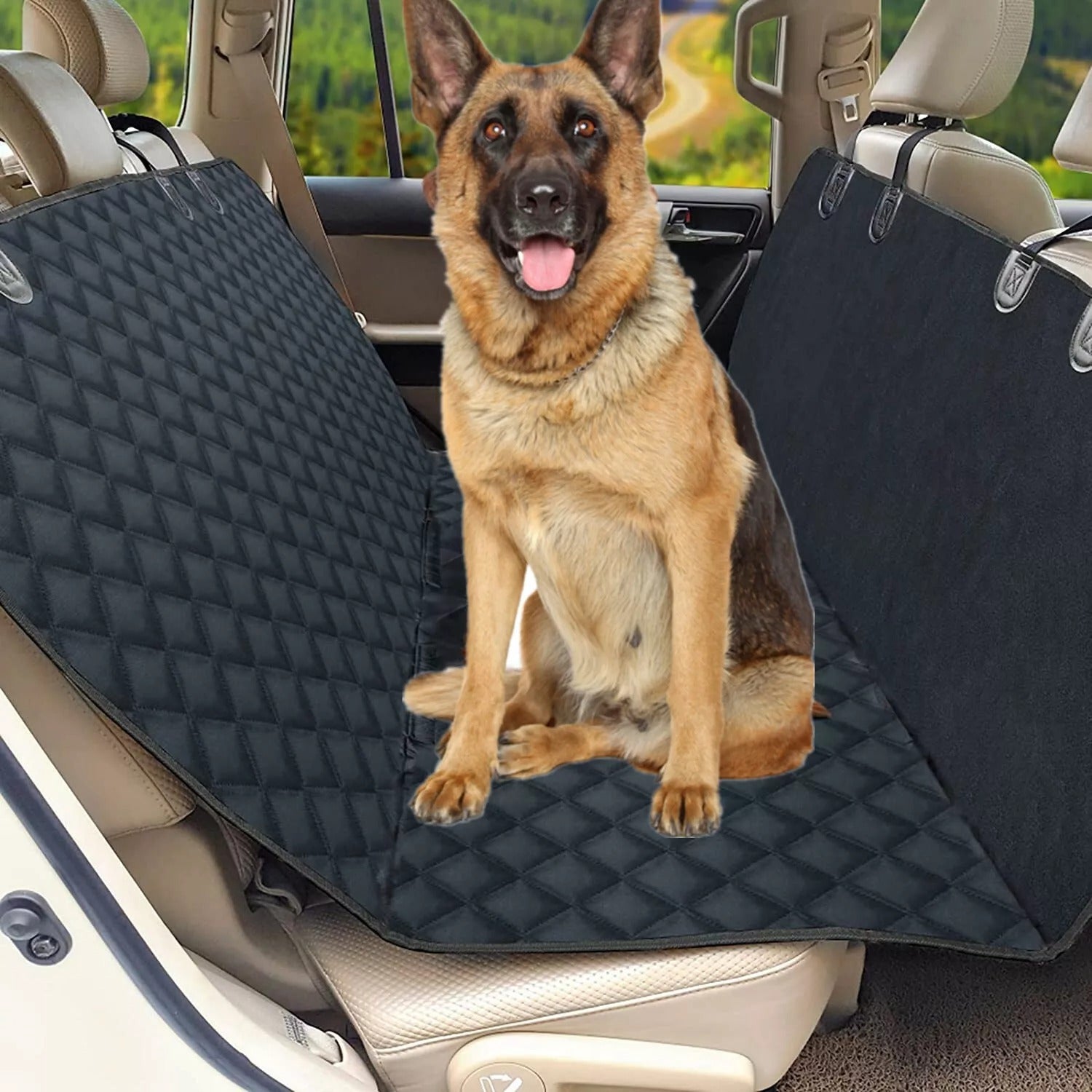 Housse de siège arrière de voiture pour chien de compagnie, protection de banc imperméable de luxe - Noir
